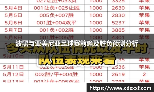 波黑与亚美尼亚足球赛前瞻及胜负预测分析