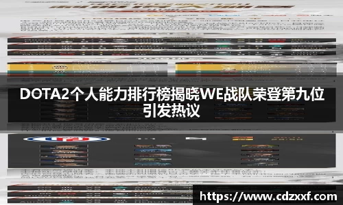 DOTA2个人能力排行榜揭晓WE战队荣登第九位引发热议